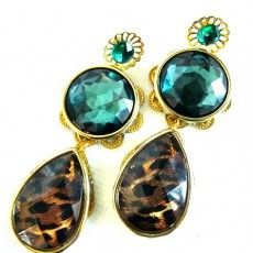 Emerald Earring, Multicolor Statement Earrings, Tortoise Earrings,